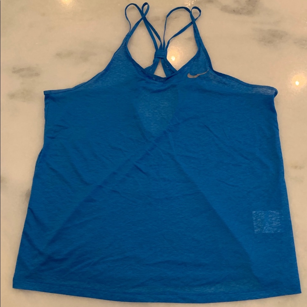EUC Nike Workout Strappy Tank Blue Size Medium